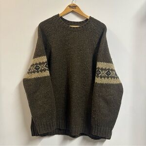 Vintage Abercrombie & Fitch 100% Wool Pullover Sweatshirt Olive Green Mens XL